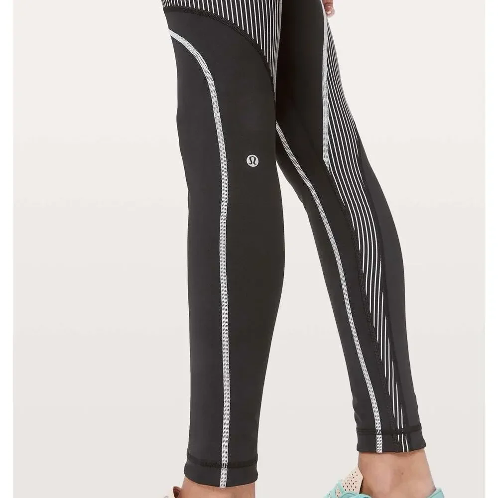 LULULEMON Channel Your Energy Tight Leggings Black White 6